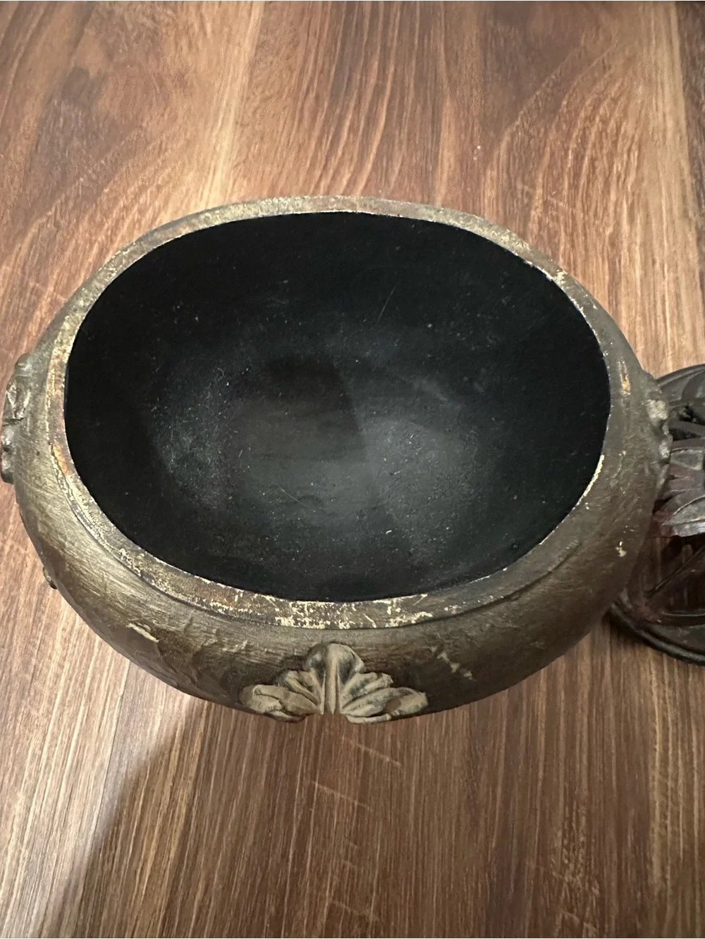 Ornate Antique-Style Decorative Jar in Aged Gold and Bronze